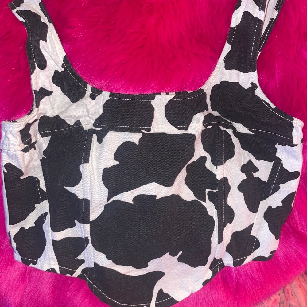 Cow print corset crop top